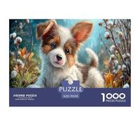 Chiot à Trois Couleurs Puzzle 1000 Pièces Jouet en Bois Cadeau Unique De l'art De La Décoration Automne Coton Challenge Toy pour Adultes Et Enfants À Partir De 12 Ans 70x50cm/1000pcs