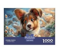 Chiot à Trois Couleurs Puzzles 1000 Pièces Cadeau Unique Pebble Waterside Défi Jouet À De Qualité Supérieure Peinture Art pour Adultes Et Enfants À Partir De 12 Ans 70x50cm/1000pcs