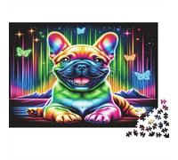 Chiot Arc-en-Ciel néon Puzzles 1000 Pièces Papier recyclé pour Adultes Puzzle pour Adultes Jeu Difficile Stimulant Jeu éducatif pour décompression Excellente idée Cadeau 70x50cm/1000pcs