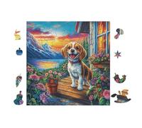 Chiot bAigle at The Door of Cozy Room 100 Pièces Puzzle Collectionneur en Voitureton Rigide sans Déformation Très Difficile Motif Complexe Décoration Murale Qualité Premium 28x28cm