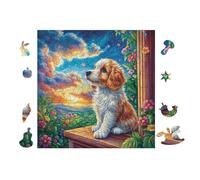 Chiot bAigle at The Window with Flowers 100 Pieces Casse-tête Expert Confirmé en Voitureton sans Déformation Très Difficile Niveau Expert Jeu De Société Collection Cadeau Premium 28x28cm