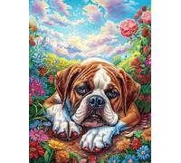 Chiot Basset Hound dans Le Jardin Fleuri 300 Pieces Casse-tête pour Ado en Carton Épais Rigide Facile Débutant Jeu De Société Soirée Entre Amis Cadeau Anniversaire Premium 300 PCS