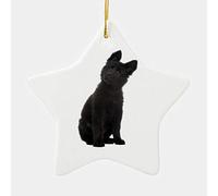 Chiot Berger Allemand Noir Souvenirs Noël Ornements Porcelaine Suspension Ornement pour Maison Fête Intérieur 7.3Cm