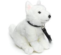 Chiot Berger Suisse Blanc Assis (Avec Laisse)-26 Cm (Hauteur)-Peluche Chien Berger Blanc Suisse-Peluche,Doudou