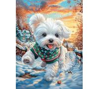 Chiot Bichon Frisé dans un pull en tricot 1000 Pieces Casse-tête Expert Confirmé En Carton Anti-Déchirure Rêve magique de science-fiction Très Difficile Motif Complexe Décoration Murale Cadeau Anniver