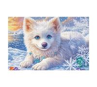 Chiot Blanc avec Une médaille en Forme de cœur sur la Plage enneigée Puzzle 1000 Pièces pour Adultes Art Moderne Educa Jeu De Réflexion Famille Relaxation Assemblage Amusant Cadeau De Fête 1000 PCS