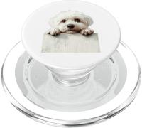 Chiot Blanc Mignon en Peluche Qui Regarde Un Chiot PopSockets PopGrip pour MagSafe