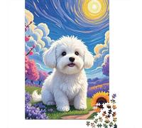 Chiot Blanc Mignon Puzzle À 1000 Morceaux Papier Épais Puzzle Familial Passionnés Casse-tête Parents-Enfants Compatible Plateau Loisirs Maison 52x38cm/1000pcs