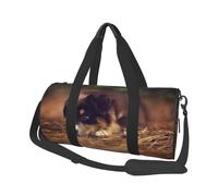 Chiot Border Collie Bokeh Brun Border Collie, Sac de Voyage de Grande capacité, Sac à Main Rond, Sac de Voyage de Sport, fourre-Tout, Sac de Fitness