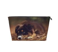 Chiot Border Collie Bokeh Brun Border Collie, Trousse de Toilette Trousse de Maquillage Sac à cosmétiques Trousse de Toilette de Voyage Portable