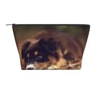 Chiot Border Collie Bokeh Brun Border Collie, Trousse de Toilette Trousse de Maquillage Sac à cosmétiques Trousse de Toilette de Voyage Portable