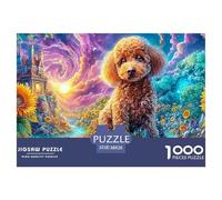 Chiot bouclé dans Un Paysage fée Vibrant Puzzle De 1000 Pièces Chien de Compagnie Mignon Parfait pour Le Lien Familial, Adultes Et Enfants 38x26cm/1000pcs