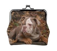 Chiot Bouledogue américain,Porte-Monnaie en Cuir PU, Petit Portefeuille, Pochette à Monnaie avec Fermoir Baiser