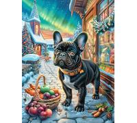 Chiot Bouledogue français dans la Cuisine Cosy 300 Pièces Puzzle Collectionneur en Carton Haute Densité Épais Haute Difficulté Décoration Murale Oeuvre d'art Cadeau Noël Premium 300 PCS