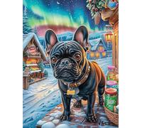 Chiot Bouledogue français dans Le Jardin enneigé 500 Pieces Casse-tête Amateur d'art en Carton Haute Qualité Animal Plante Difficile Niveau Expert Décoration Murale Cadeau Fête des Mè