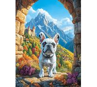 Chiot Bouledogue français dans un arche de montagne 500 Pièces Puzzle Pour Ado En Carton Épais Haute Densité Rêve magique de science-fiction Facile Débutant Jeu De Société Idée Cadeau Anniversaire Pet