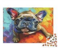 Chiot Bouledogue Français Puzzle 1000 Pièces en Carton Épais Et Robuste, Jeu De Puzzle Brain Training Puzzle pour Une Alternative Aux Jeux De Société, Souvenir De Vacances 38x26cm/100