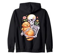 Chiot câlin Squelette avec Fleurs Sweat à Capuche