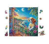 Chiot Caniche at The Window with Flowers 100 Pièces Puzzle Collectionneur en Carton Haute Qualité Haute Difficulté Décoration Murale Oeuvre d'art Cadeau Noël Premium 28x28cm