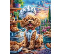 Chiot Caniche avec Une Toque de Cuisinier en Train de Cuisiner Puzzles 1000 Pièces pour Adultes Vision 3D Moderne Educa Divertissement Créatif Famille Jeu De Réflexion Décoration Intérieure 1000 PCS