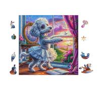 Chiot Caniche Dancing 100 Pièces Puzzle Adolescent en Voitureton Anti-Déchirure Difficulté Moyenne Activité ÉduChative Passe-Temps Petit Prix Pas Cher Premium 28x28cm
