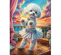 Chiot caniche dansant sur un balcon 1000 Pièces Puzzle Adulte En Carton Rigide Sans Déformation Faune sauvage et animaux de compagnie Difficile Moyenne Décoration Murale Loisir Créatif Idée Cadeau Ann