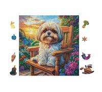 Chiot Caniche on Chair 100 Pièces Puzzle Collectionneur en Voitureton Haute Qualité Haute Difficulté Décoration Murale Oeuvre d'art Cadeau Noël Premium 28x28cm