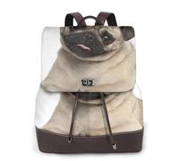 Chiot carlin de 9 mois,Sac à dos imperméable pour femme, sac à dos de voyage léger en cuir PU tendance
