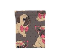 Chiot Carlin De Dessin Animé dans des Lunettes Et dans Un Noeud Papillon, Sac de Rangement pour Femmes, Portefeuille supérieur à Presser, Petit Porte-Monnaie, Pochette de Changement