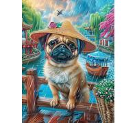 Chiot Carlin en Tenue de Marin Puzzle 1000 Pièces pour Adultes Educa Vision Décoratif Qualité Supérieure Décoration Salon Challenge Créatif Cadeau Original 1000 PCS