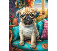 Chiot Carlin sur Un canapé Puzzles 1000 Pièces pour Adultes Educa Décoration Moderne Challenge Difficile Relaxation Artistique Cadeau Original 1000 PCS