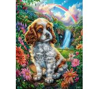 Chiot Cavalier King Charles Spaniel 300 Pieces Casse-tête Adolescent en Carton Rigide Anti-Déchirure Animal Plante Difficulté Moyenne Activité Éducative Passe-Temps Cadeau Anniversaire 300 PCS