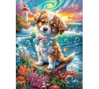 Chiot Cavalier King Charles Spaniel avec Une bouée de Sauvetage 1000 Pièces Puzzle Expert Confirmé en Carton Rigide Haute Densité Très Difficile Motif Complexe Décoration Murale Cadeau Premium 1000 P