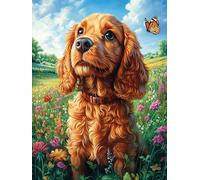 Chiot Cavalier King Charles Spaniel dans Le Jardin Fleuri 1000 Pieces Casse-tête Amateur d'art en Carton Haute Qualité Conte de fées d'accompagnement Magique Difficile Niveau Expert Décoration Murale