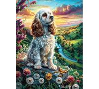 Chiot Cavalier King Charles Spaniel dans Le Jardin Fleuri 1000 Pièces Puzzle Adulte en Carton Épais Anti-Déchirure Anti-Stress Loisir Créatif Difficile Niveau Expert Idée Cadeau Anniversaire Premium