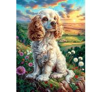 Chiot Cavalier King Charles Spaniel dans le jardin fleuri 1000 Pièces Puzzle Adulte En Carton Épais Anti-Déchirure Conte de fées d'accompagnement magique Anti-Stress Loisir Créatif Difficile Niveau Ex
