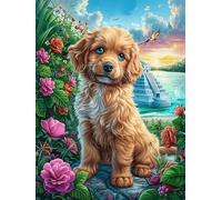 Chiot Cavalier King Charles Spaniel dans le jardin fleuri 300 Pieces Casse-tête Collectionneur En Carton Sans Déformation Conte de fées d'accompagnement magique Très Difficile Motif Complexe Décoratio