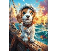 Chiot Cavalier King Charles sur Le Pont d'un Bateau Puzzle 1000 Pièces pour Adultes Educa Art Animalier Décoration Intérieure Challenge Famille Relaxation Cadeau De Noël 1000 PCS