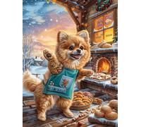 Chiot Chihuahua cuisinant près d'une cheminée 500 Pièces Puzzle Débutant En Carton Haute Densité Animaux et plantes Facile Apprentissage Anti-Stress Passe-Temps Cadeau Fête Des Mères Haute Qualité 500