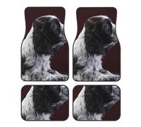 Chiot Cocker Spaniel Épagneul Noir et Blanc,Lot de 4 Tapis de Sol pour Voiture, Tapis de Sol antidérapants pour véhicule
