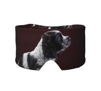 Chiot Cocker Spaniel Épagneul noir et blanc,Masque pour les yeux bloquant la lumière Cache-yeux et cache-oreilles pour le sommeil