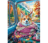 Chiot Corgi au Pays des Merveilles d'hiver 500 Pièces Puzzle Adulte en Carton Haute Qualité Épais Animal Plante Difficile Moyenne Anti-Stress Décoration Murale Idée Cadeau Saint Valentin 500 PCS