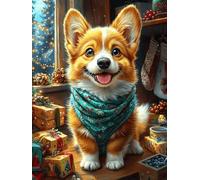 Chiot Corgi avec Une écharpe en Tricot 300 Pieces Casse-tête Famille en Carton Haute Densité Rêve Magique de Science-Fiction Difficulté Moyenne Activité Familiale Anti-Stress Idée Cadeau Anniversaire