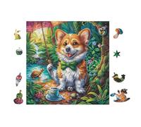 Chiot Corgi Cottage 100 Pieces Casse-tête Personne Âgée en Carton Anti-Déchirure Facile Débutant Thérapie Occupationnelle Anti-Stress Petit Prix 28x28cm