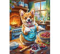 Chiot Corgi cuisinant dans une cuisine douillette 500 Pièces Puzzle Adulte En Carton Sans Déformation Rêve magique de science-fiction Très Difficile Haute Difficulté Anti-Stress Décoration Murale Idée