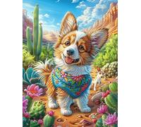 Chiot Corgi dans Le Jardin Fleuri du désert 500 Pièces Puzzle Adulte en Carton sans Déformation Très Difficile Anti-Stress Jeu De Société Idée Cadeau Anniversaire Rapport Premium 500 PCS