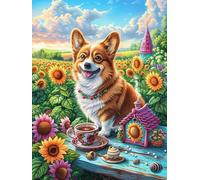 Chiot corgi organisant un goûter 300 Pieces Casse-tête Famille En Carton Haute Qualité Faune sauvage et animaux de compagnie Difficulté Moyenne Activité Familiale Voyage Déplacement Cadeau Noël Pas Ch