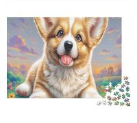 Chiot Corgi Souriant 1000 Pieces Jigsaw Puzzle for Adults Pet Cadeau D’Anniversaire Loisir Créatif Décoration De La Maison 70x50cm/1000pcs