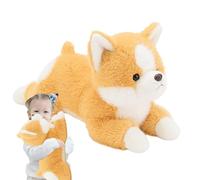 chiot couchée - Peluche, créative | Coussin Corgi qui dort, tient une chiot, un animal en peluche pour chien, compagnon réconfortant, coussin en peluche pour chien,