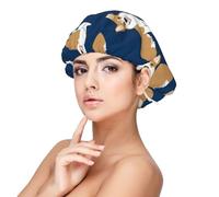 Chiot de compagnie Corgi Dog,Bonnet de nuit en satin pour adulte - Bonnet de nuit élastique pour femme, couvre-cheveux de nuit